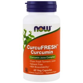 NOW Supplements CurcuFRESH Curcumin 500mg 60 Veggie Capsules