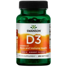 Swanson Vitamin D-3 5000IU Highest Potency 250 Softgels