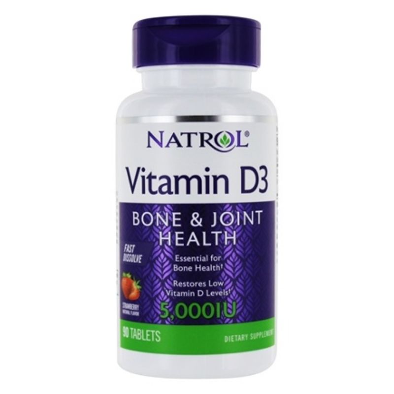 Natrol Vitamin D3 Fast Dissolve 5,000IU 90 Tablets – Strawberry Flavour