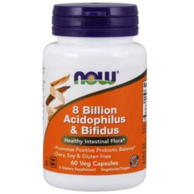 NOW Supplements 8 Billion Acidophilus & Bifidus (60 Veggie Capsules)