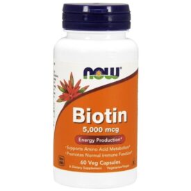 NOW Supplements Biotin 5000 mcg (60 Veg Capsules)