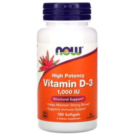 NOW Supplements Vitamin D-3 1000 IU (180 Softgels)