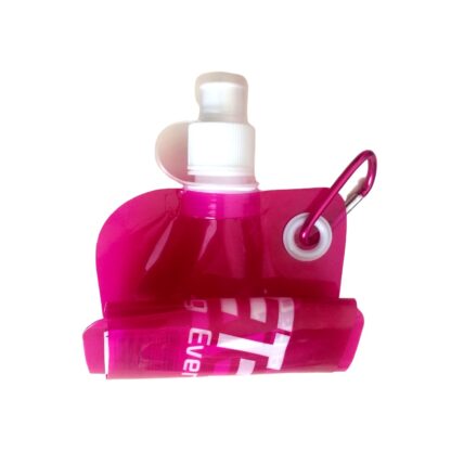 Met-Rx Collapsible Water Bottle-Pink-folded up