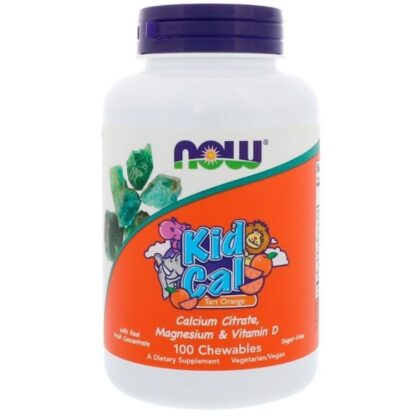 NOW Supplements Kid Cal Sugar Free 100 Chewables - Tart Orange Flavour