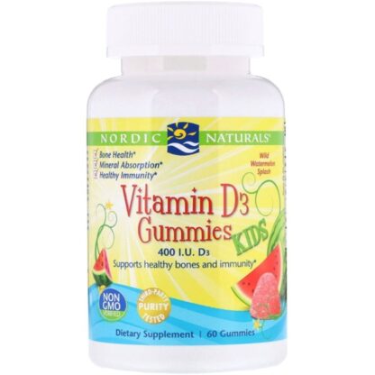 Nordic Naturals Kids Vitamin D3 Gummies 400IU 60 Gummies - Watermelon flavour