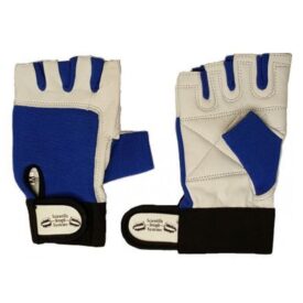 SSS Leather Weightlifting Gloves White-Blue